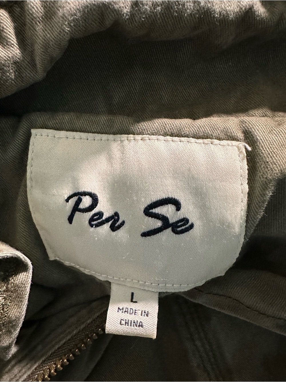 Per Se Olive Utility Anorak Jacket Cotton Drawstring Cargo Large - Picture 8 of 9